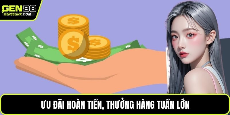 Ưu đãi hoàn tiền, thưởng hàng tuần lớn